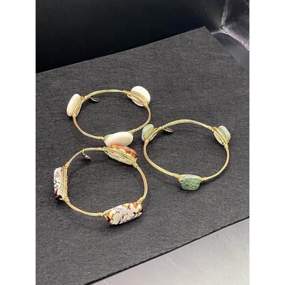 (3) Bourbon And Boweties Gold Tone Bangle Bracelets With Glass Stones SEE PICS - Picture 3 of 12